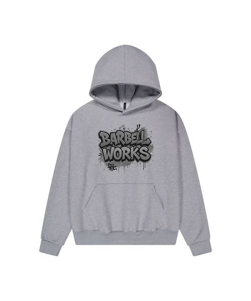 BARBELLWORKS(バーベルワークス)の「グラフィティヘビーゴージャス二重起毛フードパーカー(パーカー・メンズ・グレー/ブラック・X-LARGE/LARGE)」の2枚目の写真