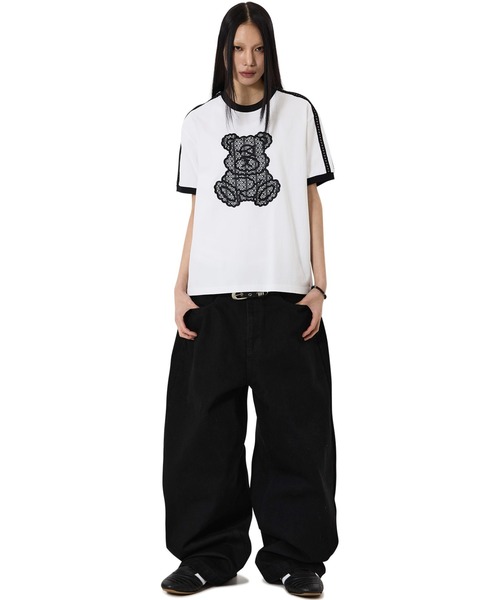 OY(オーワイ)の「『OY/オーワイ』LACE DOLLY RINGER TEE /レースドリーリンガーTシャツ(Tシャツ/カットソー・レディース・ホワイト/ブラック・L/M)」の9枚目の写真