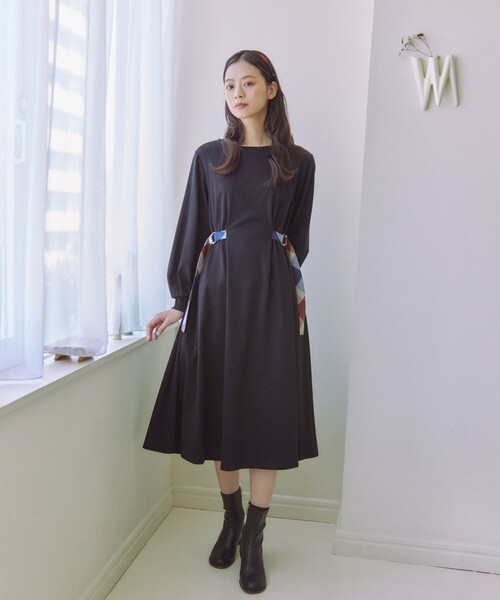セール】【Quiet checkシリーズ】サイドベルトワンピース（ワンピース