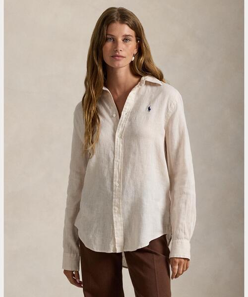 POLO RALPH LAUREN(ポロ ラルフ ローレン)の「クラシック フィット リネン シャツ(シャツ/ブラウス・レディース・ナチュラル・M/S/XS)」の1枚目の写真