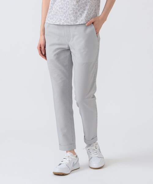 BEAMS GOLF(ビームスゴルフ)の「PURPLE LABEL / 裾ダブル ストライプ柄 ストレッチ パンツ(その他パンツ・レディース・インディゴブルー/グレー・MEDIUM/LARGE/SMALL)」の1枚目の写真