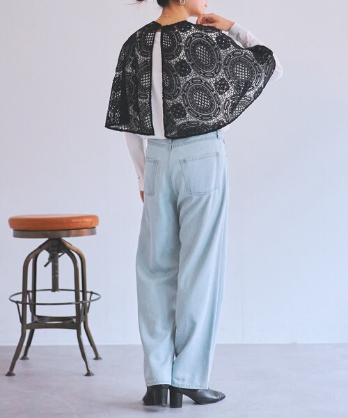 BEARDSLEY（ビアズリー）の「Bigモチーフレースポンチョ（ポンチョ・レディース・ブラウン/ブラック・FREE）」の3枚目の写真