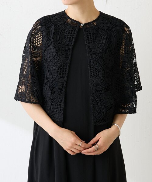 BEARDSLEY（ビアズリー）の「Bigモチーフレースポンチョ（ポンチョ・レディース・ブラウン/ブラック・FREE）」の6枚目の写真