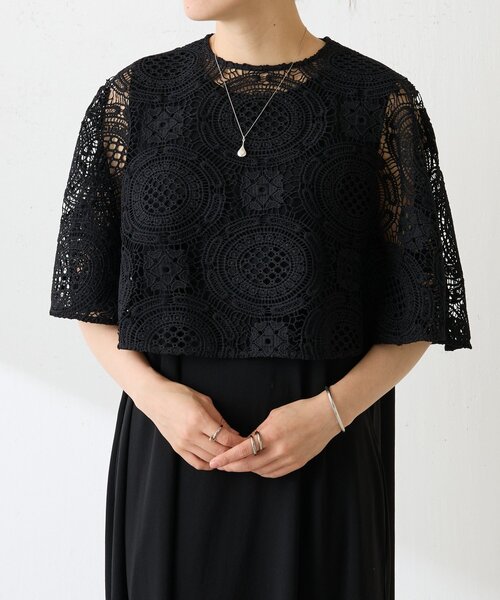 BEARDSLEY（ビアズリー）の「Bigモチーフレースポンチョ（ポンチョ・レディース・ブラウン/ブラック・FREE）」の10枚目の写真