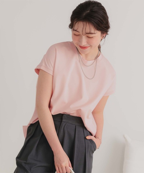 titivate(ティティベイト)の「機能性カットソーフレンチスリーブトップス(Tシャツ/カットソー・レディース・ブラウン/ホワイト/ピンク/ブラック/ライトブルー/グレイッシュベージュ/チャコール・L/M/S)」の7枚目の写真