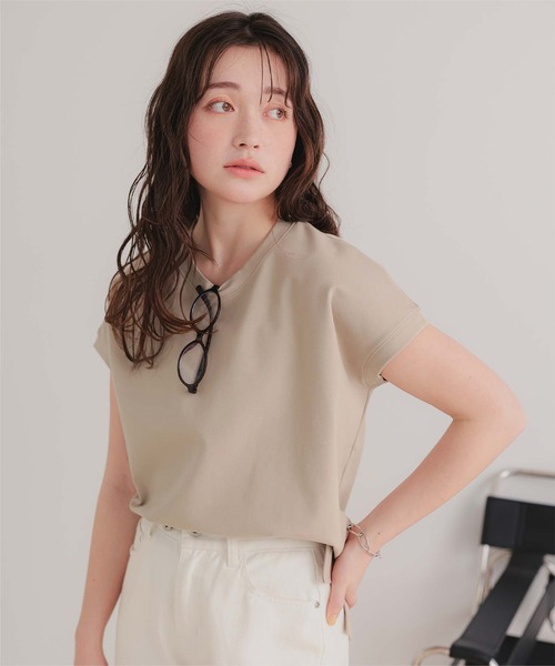 セール】機能性カットソーフレンチスリーブトップス（Tシャツ