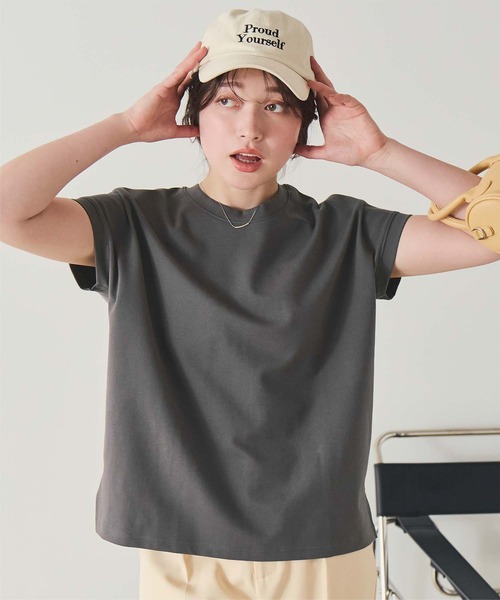 titivate(ティティベイト)の「機能性カットソーフレンチスリーブトップス(Tシャツ/カットソー・レディース・ブラウン/ホワイト/ピンク/ブラック/ライトブルー/グレイッシュベージュ/チャコール・L/M/S)」の4枚目の写真