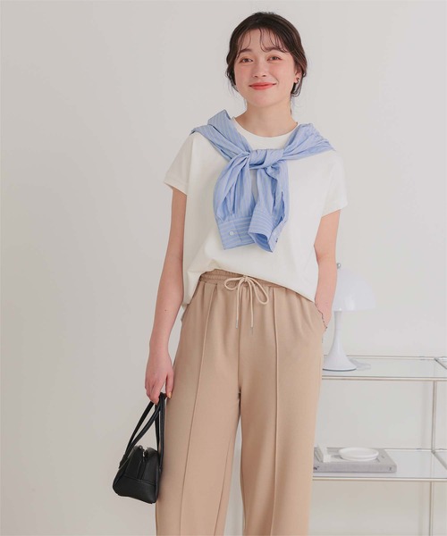 titivate(ティティベイト)の「機能性カットソーフレンチスリーブトップス(Tシャツ/カットソー・レディース・ブラウン/ホワイト/ピンク/ブラック/ライトブルー/グレイッシュベージュ/チャコール・L/M/S)」の11枚目の写真