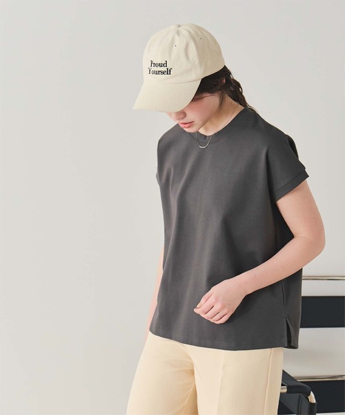 titivate(ティティベイト)の「機能性カットソーフレンチスリーブトップス(Tシャツ/カットソー・レディース・ブラウン/ホワイト/ピンク/ブラック/ライトブルー/グレイッシュベージュ/チャコール・L/M/S)」の22枚目の写真