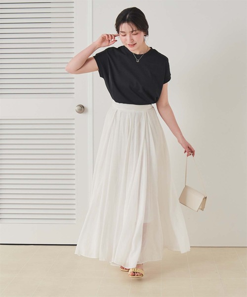 titivate(ティティベイト)の「機能性カットソーフレンチスリーブトップス(Tシャツ/カットソー・レディース・ブラウン/ホワイト/ピンク/ブラック/ライトブルー/グレイッシュベージュ/チャコール・L/M/S)」の14枚目の写真