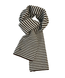THECOLDESTMOMENT（ザコールデストモーメント）の「TCM mini logo stripe muffler (brown/cream)（マフラー）」