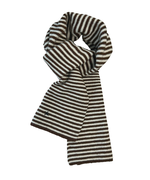 THECOLDESTMOMENT(ザコールデストモーメント)の「TCM mini logo stripe muffler (brown/cream)(マフラー・レディース・その他・ONE SIZE)」の1枚目の写真