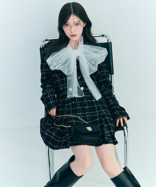 SNIDEL（スナイデル）の「バリエツイードスカート（スカート・レディース・サックスブルー/ネイビー/イエロー・1/0）」の4枚目の写真