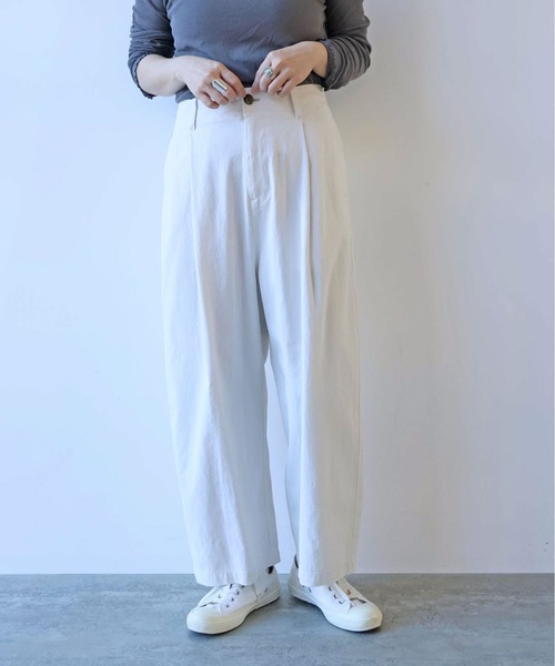 yuni(ユニ )の「60/2強撚コットン バックゴムパンツ 1701PT020261(その他パンツ・レディース・ライトピンク/ライトグレー・FREE)」の2枚目の写真