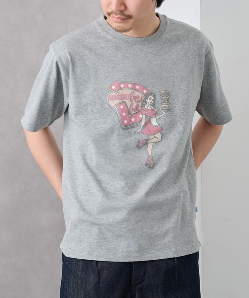 DISCUS(ディスカス)の「【DISCUS】ヴィンテージライク グラフィック Tシャツ 6282-7708 MNY / オーバーサイズ アメカジ ストリート 半袖(Tシャツ/カットソー・メンズ・グレー/オフホワイト/ブラック・M/L)」の2枚目の写真