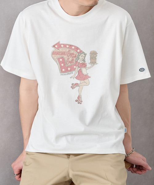 DISCUS(ディスカス)の「【DISCUS】ヴィンテージライク グラフィック Tシャツ 6282-7708 MNY / オーバーサイズ アメカジ ストリート 半袖(Tシャツ/カットソー・メンズ・グレー/オフホワイト/ブラック・M/L)」の4枚目の写真