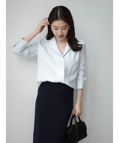 ダブルサテンショールカラーブラウス（シャツ/ブラウス）｜anuans（ア