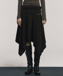ASYMMETRIC HEM WOOL SKIRT_CHARCOAL