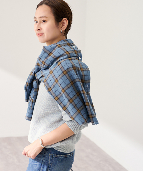 FRAMeWORK（フレームワーク）の「コットンウールチェックレギュラーシャツ（シャツ/ブラウス・レディース・グリーン/ブルー・FREE）」の10枚目の写真