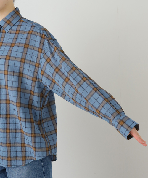 FRAMeWORK（フレームワーク）の「コットンウールチェックレギュラーシャツ（シャツ/ブラウス・レディース・グリーン/ブルー・FREE）」の16枚目の写真