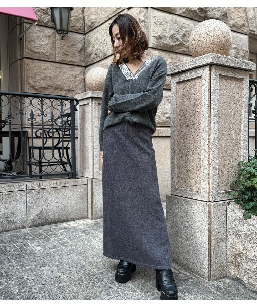 Desert Rose(デザートローズ)の「【DESERT ROSE/デザートローズ】(2点セット)セットアップニット(ワンピース・レディース・チャコールグレー/ブラック・FREE)」の7枚目の写真