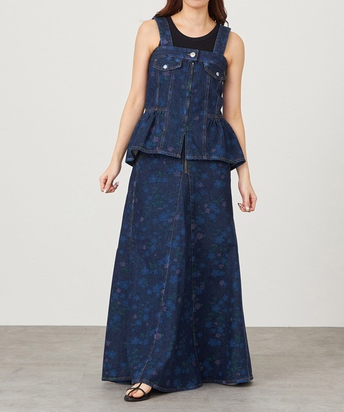 SOMETHING（サムシング）の「【GISELe 4月号掲載】atelier SOMETHING　MERMAID SKIRT/マーメイドスカート【FLOWERプリント】（デニムスカート・レディース・ダークインディゴブルー・X-SMALL/SMALL/MEDIUM）」の10枚目の写真