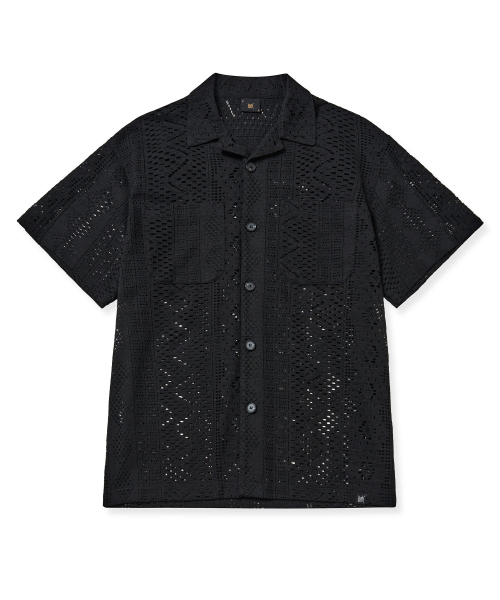 BROWNBREATH(ブラウンブレス)の「CROCHET OPEN COLLAR SHIRTS - BLACK(シャツ/ブラウス・レディース・その他・S/M/L/XL)」の1枚目の写真