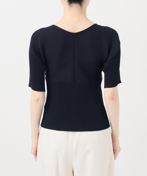 Noble（ノーブル）の「ゴールドボタンVネックリブニット（カーディガン/ボレロ・レディース・ネイビー/ホワイト・FREE）」の8枚目の写真