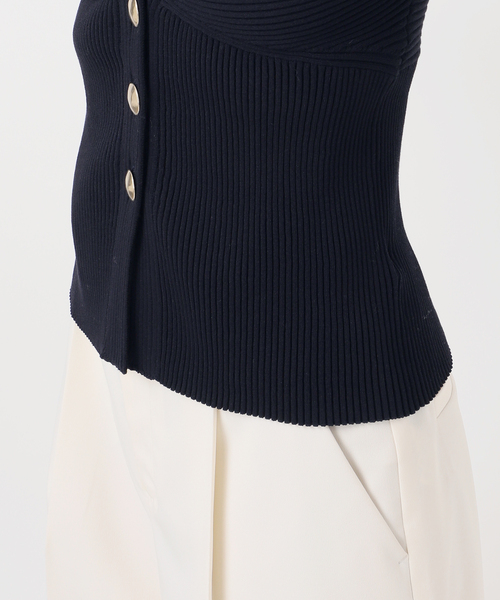 Noble（ノーブル）の「ゴールドボタンVネックリブニット（カーディガン/ボレロ・レディース・ネイビー/ホワイト・FREE）」の12枚目の写真