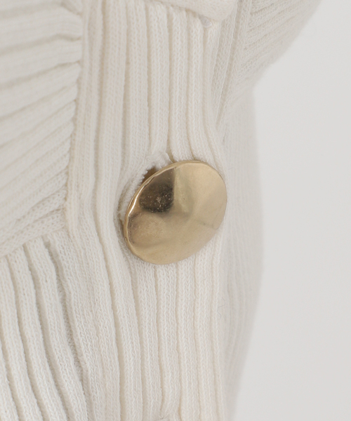 Noble（ノーブル）の「ゴールドボタンVネックリブニット（カーディガン/ボレロ・レディース・ネイビー/ホワイト・FREE）」の14枚目の写真
