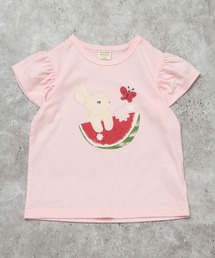 la poche biscuit（ラポシェビスキュイ）の「【お揃い可◎】ウサギ×スイカプリント パフスリーブTシャツ（Tシャツ/カットソー）」