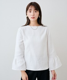 mensha! ネグリジェ気分のコットン微起毛ベルスリーブトップス