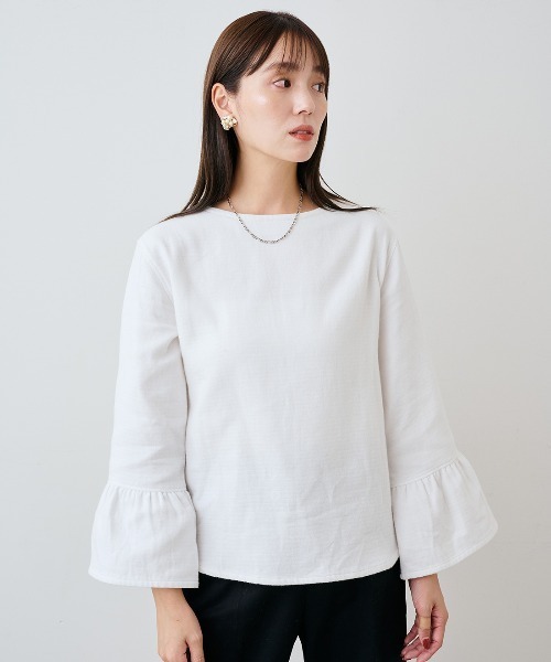mensha!（メンシャ）の「ｍｅｎｓｈａ！　ネグリジェ気分のコットン微起毛ベルスリーブトップス（その他トップス・レディース・ブラック/ホワイト/カーキ・LL/M/L/3L）」の8枚目の写真