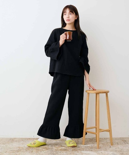 mensha!（メンシャ）の「ｍｅｎｓｈａ！　ネグリジェ気分のコットン微起毛ベルスリーブトップス（その他トップス・レディース・ブラック/ホワイト/カーキ・LL/M/L/3L）」の9枚目の写真