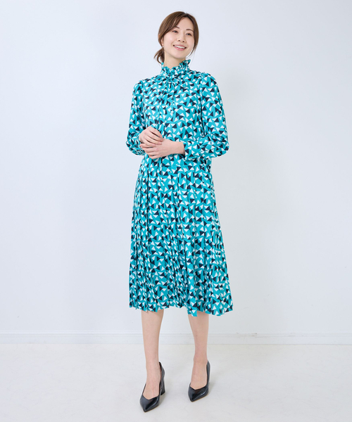 NARACAMICIE（ナラカミーチェ）の「【NARACAMICIE】トライアングル幾何柄ワンピース（ワンピース・レディース・グリーン/ブルー・XL/M）」の14枚目の写真