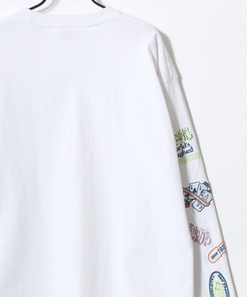 BEN DAVIS（ベンデイビス）の「BEN DAVIS/ベンデイビス SLEEVE EMB WIDE LS TEE/オーバーサイズ ストリート 袖プリント ロゴ ワンポイント刺繍 ロングスリーブTシャツ/ロンT/レディース メンズ（Tシャツ/カットソー・メンズ・チャコール/ホワイト・M/L/XL）」の4枚目の写真