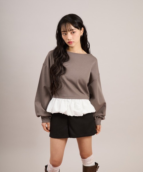 apres jour mignon(アプレジュールミニョン)の「バルーンポンチプルオーバー(Tシャツ/カットソー・レディース・グレー/ブラック・LARGE/フリー)」の13枚目の写真