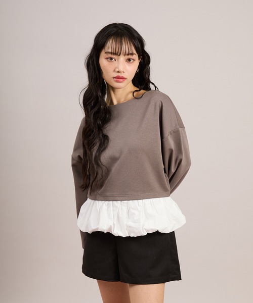 apres jour mignon(アプレジュールミニョン)の「バルーンポンチプルオーバー(Tシャツ/カットソー・レディース・グレー/ブラック・LARGE/フリー)」の15枚目の写真