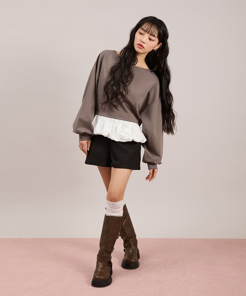 apres jour mignon(アプレジュールミニョン)の「バルーンポンチプルオーバー(Tシャツ/カットソー・レディース・グレー/ブラック・LARGE/フリー)」の17枚目の写真