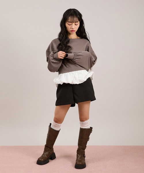 apres jour mignon(アプレジュールミニョン)の「バルーンポンチプルオーバー(Tシャツ/カットソー・レディース・グレー/ブラック・LARGE/フリー)」の18枚目の写真
