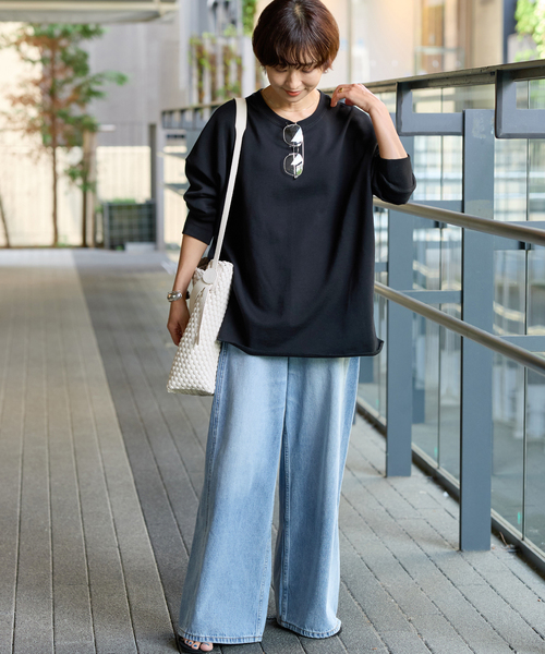 JOURNAL STANDARD relume(ジャーナルスタンダード レリューム)の「《追加 / 新色》オーバーサイズロングスウェット(スウェット・レディース・イエロー/ブラウン/ホワイト系その他/ブラック・FREE)」の6枚目の写真