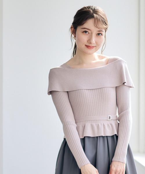 12Twelve Agenda(トゥエルブ アジェンダ)の「オフショル風ニットドッキングワンピース(ワンピース・レディース・ベージュ/ブラック・M)」の21枚目の写真