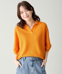 アクリルガーターポロ衿ニット