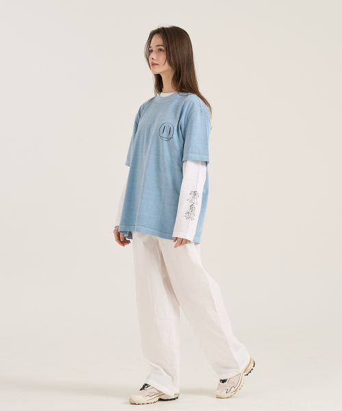 LEVHEARTED(レブハティッド)の「ジオコソスマイルショートシャツ - スカイブルー(Tシャツ/カットソー・レディース・スカイブルー・FREE)」の2枚目の写真