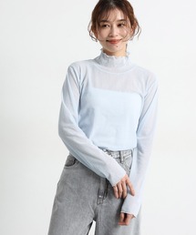 ソフトチュールハイネックプルオーバー[プラスサイズあり]
