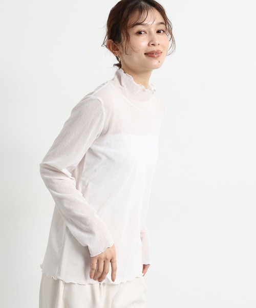 studio CLIP（スタディオクリップ）の「ソフトチュールハイネックプルオーバー[プラスサイズあり]（Tシャツ/カットソー・レディース・グレー/オフホワイト/ライトブルー・ﾌﾘｰ(L)/MEDIUM/LARGE）」の8枚目の写真