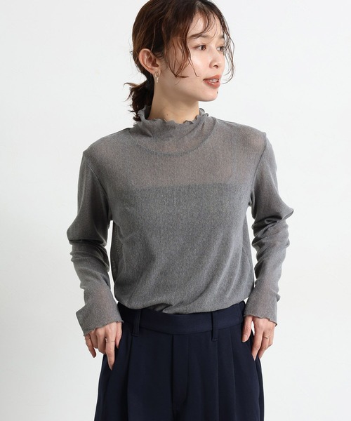 studio CLIP（スタディオクリップ）の「ソフトチュールハイネックプルオーバー[プラスサイズあり]（Tシャツ/カットソー・レディース・グレー/オフホワイト/ライトブルー・ﾌﾘｰ(L)/MEDIUM/LARGE）」の20枚目の写真