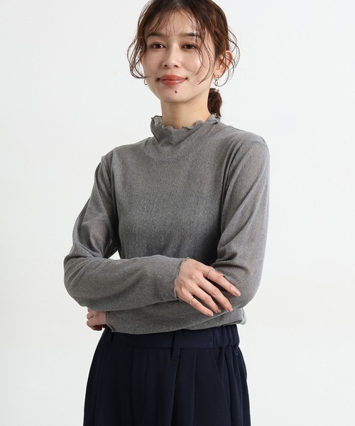 studio CLIP（スタディオクリップ）の「ソフトチュールハイネックプルオーバー[プラスサイズあり]（Tシャツ/カットソー・レディース・グレー/オフホワイト/ライトブルー・ﾌﾘｰ(L)/MEDIUM/LARGE）」の21枚目の写真