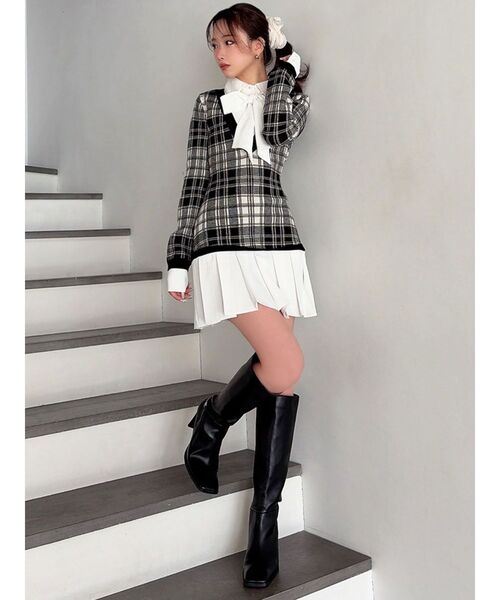 RESEXXY(リゼクシー)の「シャツドッキングニットワンピース(ワンピース・レディース・ブラック/ベージュ/ネイビー・FREE)」の7枚目の写真