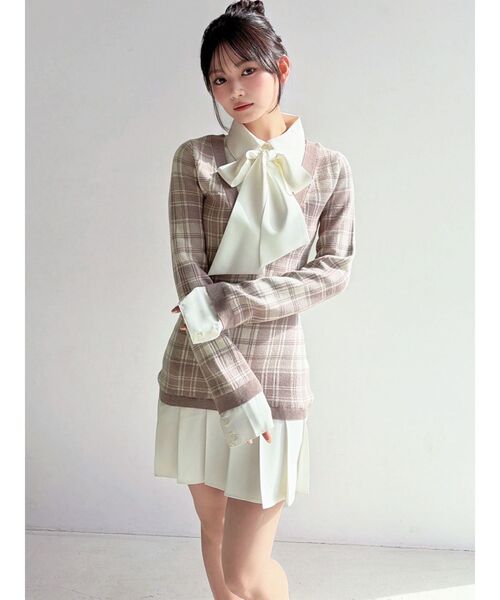 RESEXXY(リゼクシー)の「シャツドッキングニットワンピース(ワンピース・レディース・ブラック/ベージュ/ネイビー・FREE)」の10枚目の写真